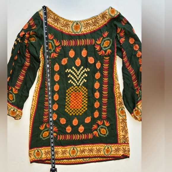 Farm Rio pineapple printed tunic dress tie back tassel - Picture 13 of 13